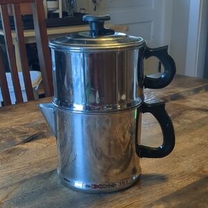 VTG Lifetime Stainless Steel Stovetop Coffee Maker Percolator with Black Handles